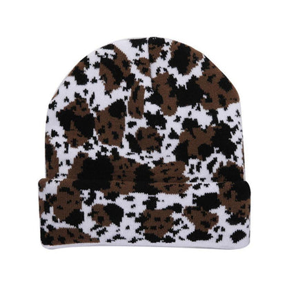 Wintermütze Damen Herren Leopardenmuster Strickmütze Grün