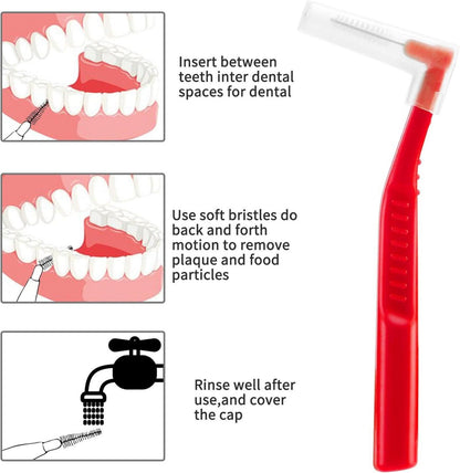 25 Stück Interdentalbürsten 1,2 mm L-Form Rot