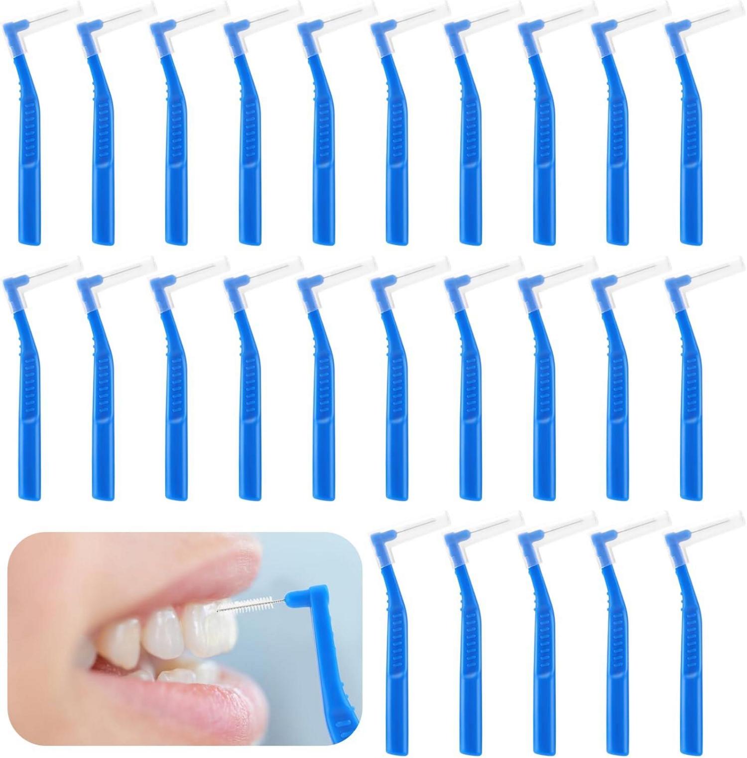Interdentalbürsten 25 Stück 0,7 mm L-Form Blau Zahnreinigung