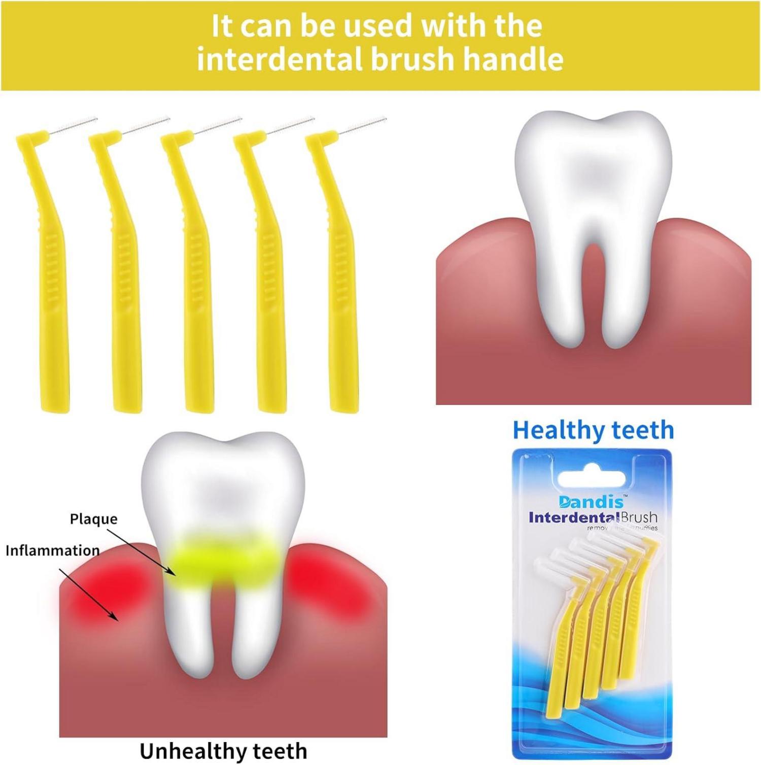Prasacco 25 Stück Interdentalbürsten 0,6 mm Gelb L-Form Zahnreinigung Mundpflege