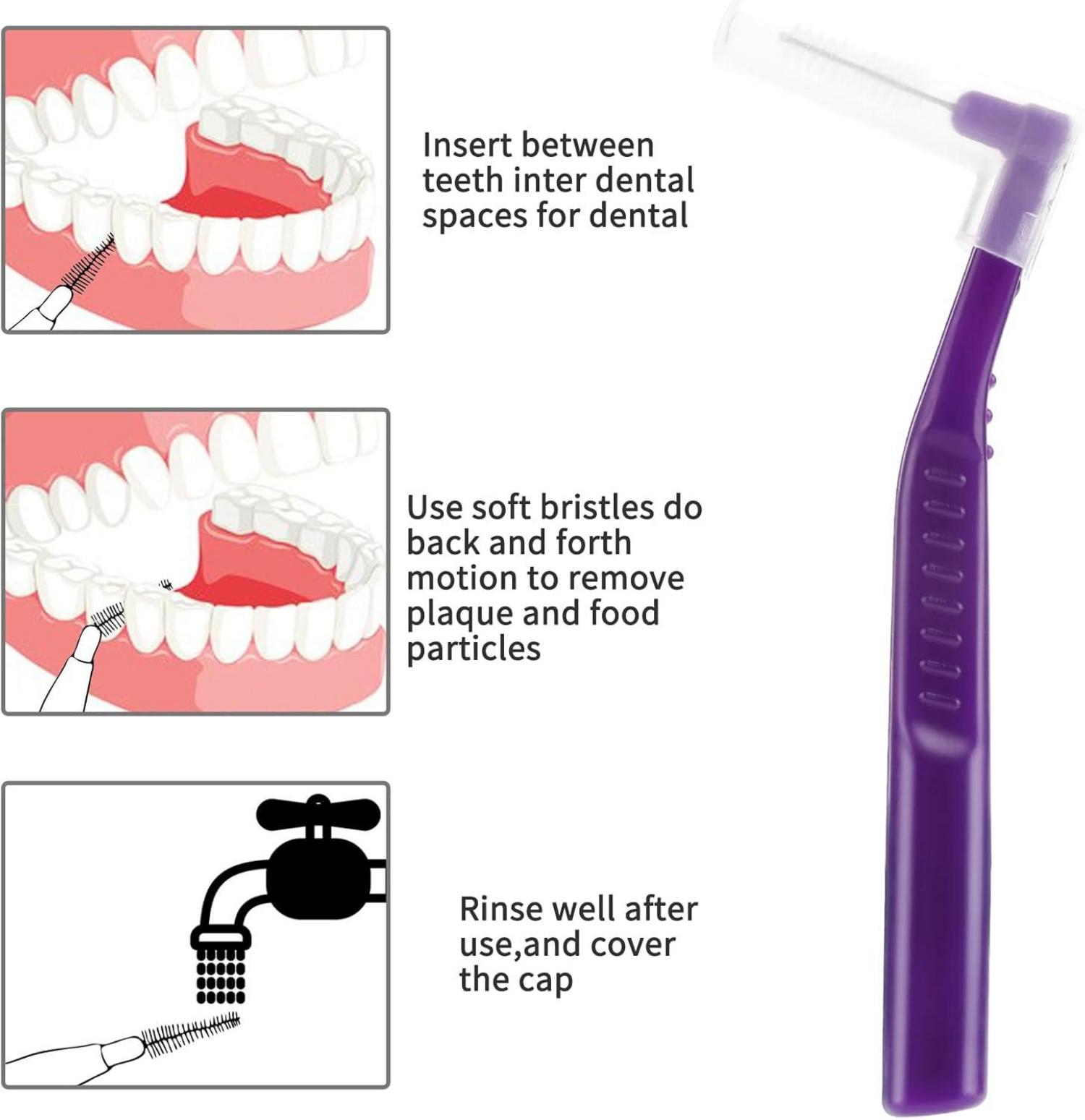 25 Interdentalbürsten 1mm L-Form Lila