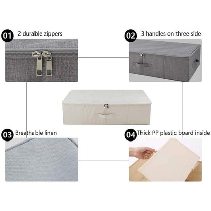 Faltbare Aufbewahrungsboxen für unter das Bett, 3 Stück, Beige
