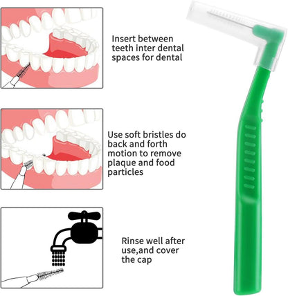 25 Stück 0,8 mm L-Förmige Interdentalbürsten Grün