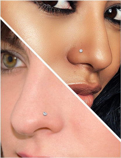 Nasenpiercing Set 20G 18G Chirurgenstahl Kristall 8er Silber Gold
