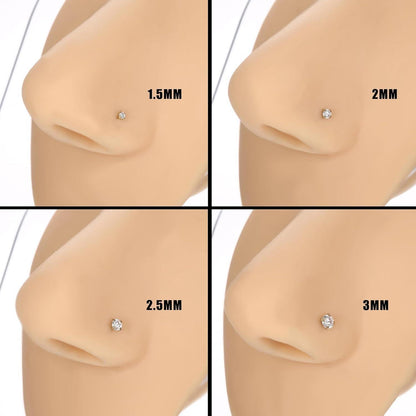 Nasenpiercing 4er Set 14K Gold Chirurgenstahl Zirkonia L-Form Schraube 1,5-3mm