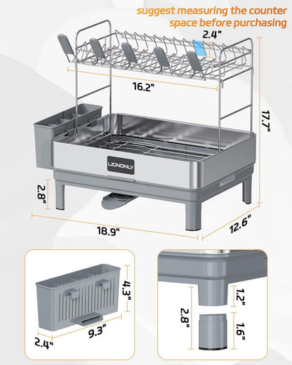 Geschirrabtropfgestell 2-Stufig Edelstahl Premium Abtropfgestell