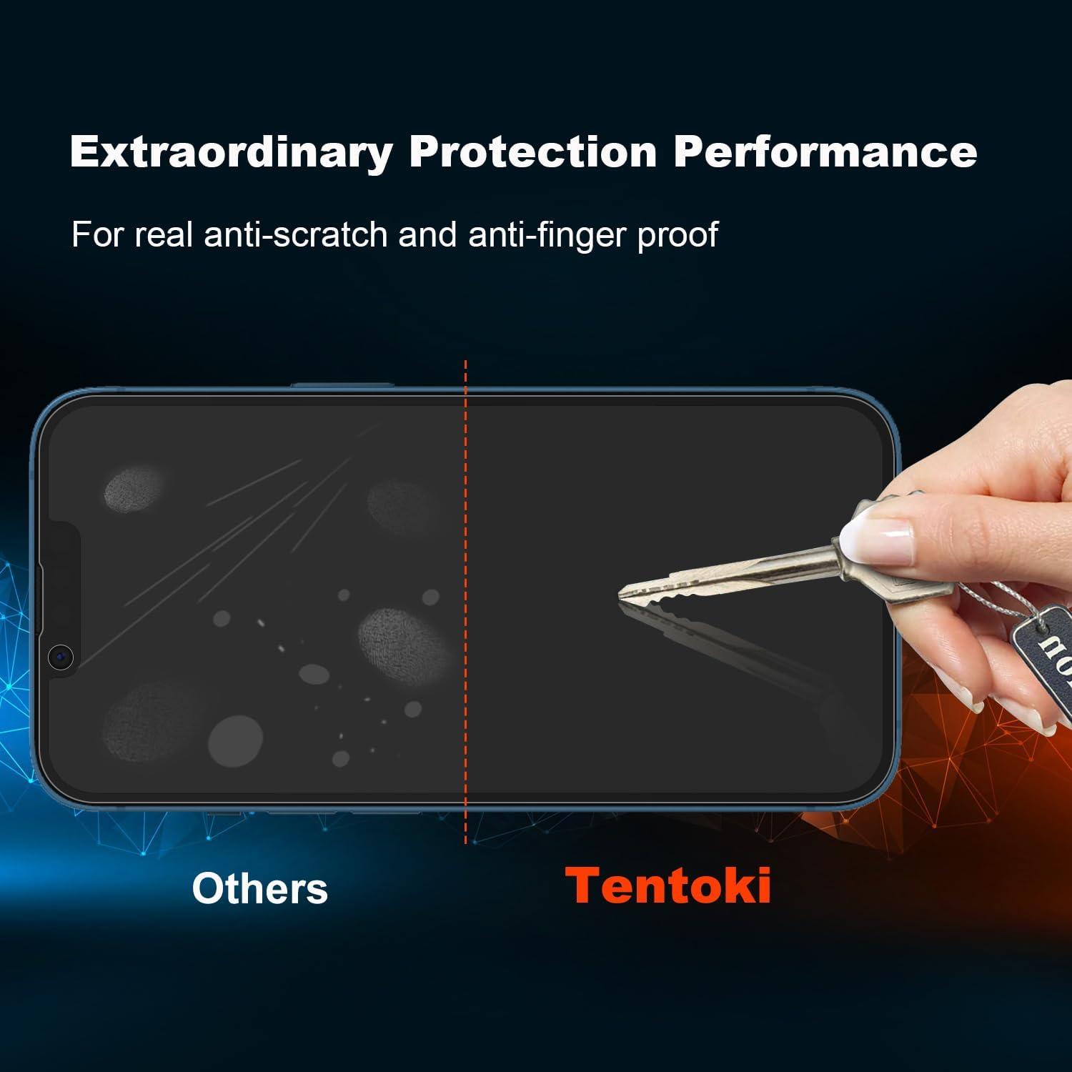 Tentoki Sichtschutz Panzer Schutz Panzerglas 6,1 Zoll Anti-Spy [2 Stück] iPhone