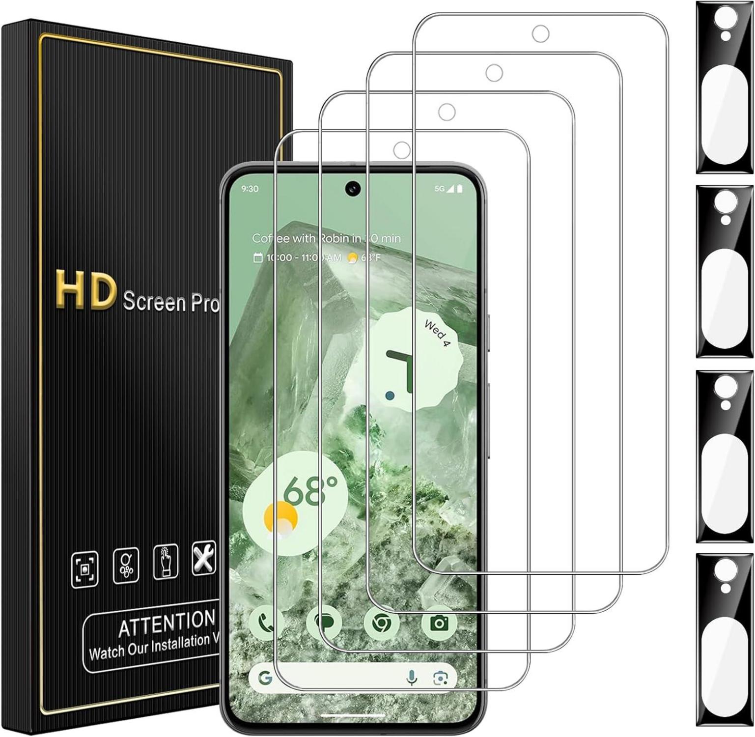 Panzer Schutz Glas Set für Google Pixel 8 - 9H Härte, Anti-Kratzr, HD