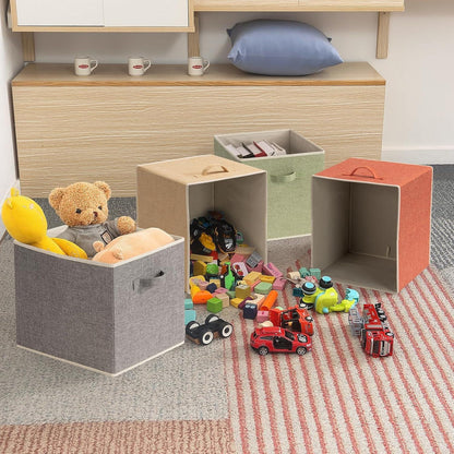 4er Set Aufbewahrungsbox aus Stoff 33x38x33 cm - Faltbare Kiste mit Griffen, Ordnungssystem für Schrank, Regal, Spind - 4-Farben-Set