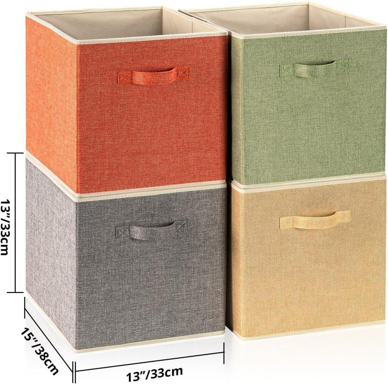 Aufbewahrungsbox Stoff 4er Set 33x38x33cm Griffe Ordnungssystem Schrank Regal