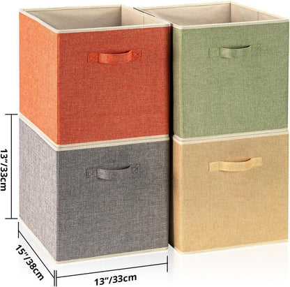 Aufbewahrungsbox Stoff 4er Set 33x38x33cm Griffe Ordnungssystem Schrank Regal
