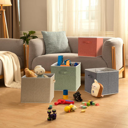 Aufbewahrungsbox Stoff 4er Set 33x38x33 cm Faltbare Körbe Griffe
