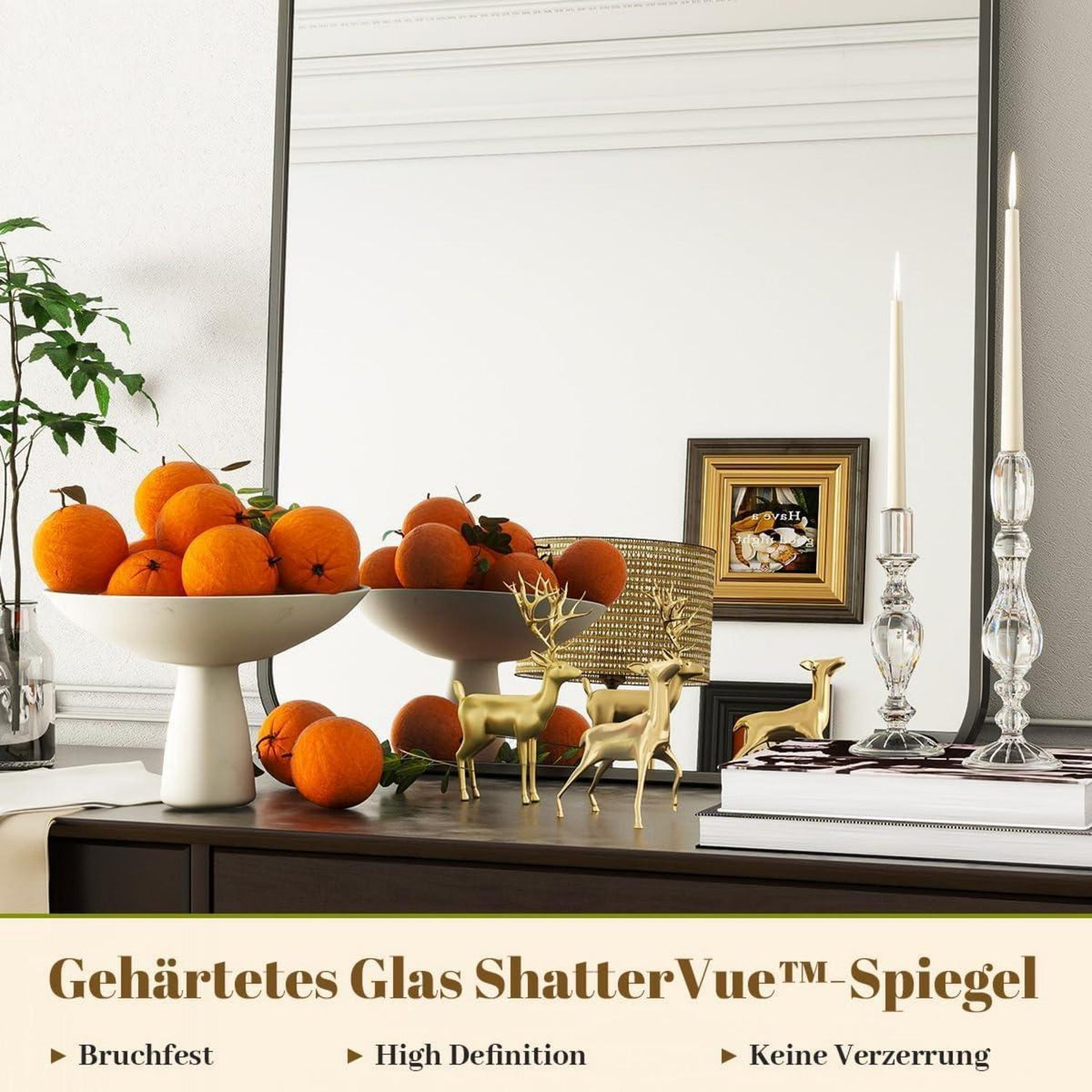 Moderner Badspiegel 61x91cm mit Alurahmen Schwarz