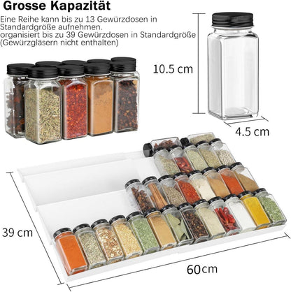 Gewürzregal Schublade Organizer Einstellbar 30-60cm 4 Etagen