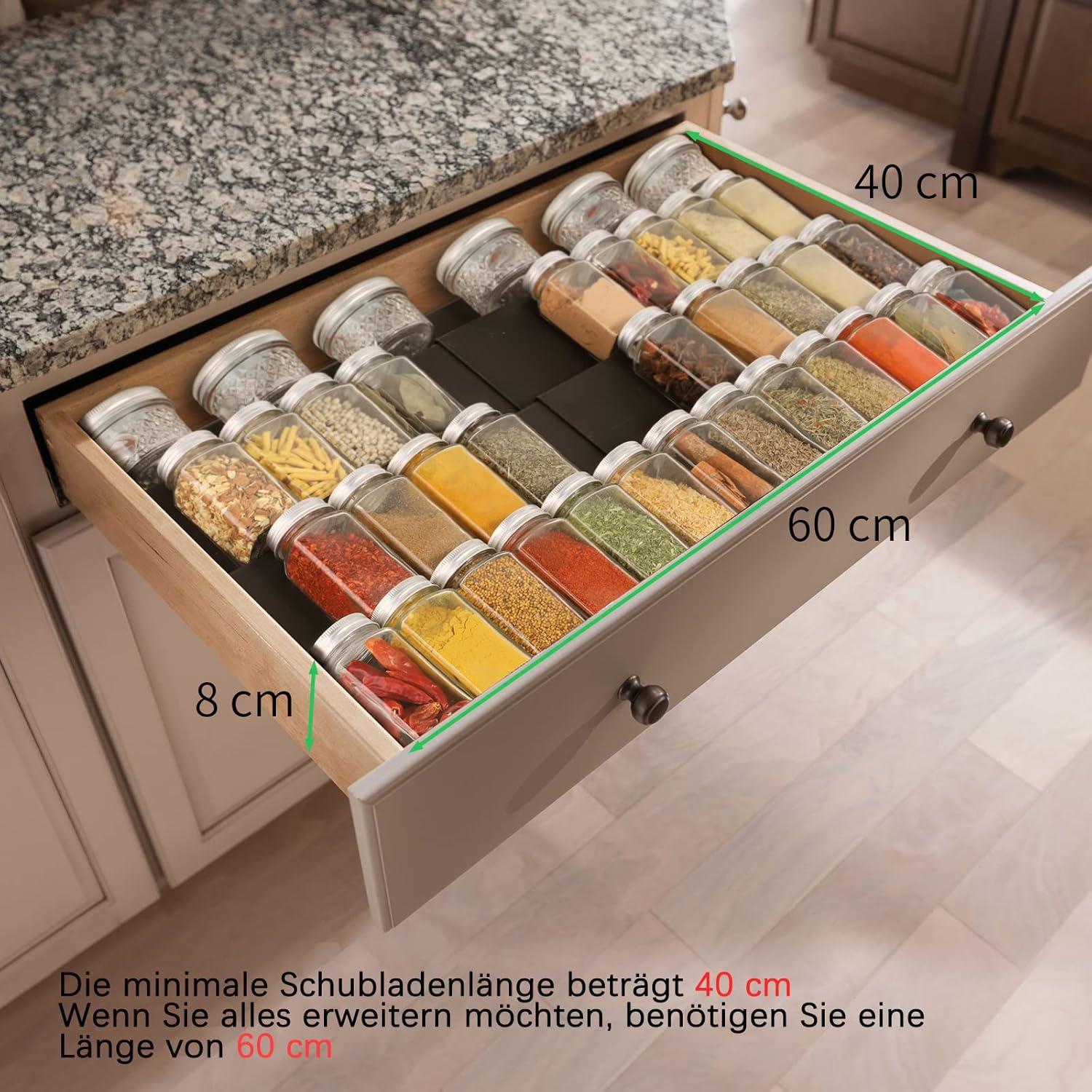 Gewürzregal Schublade Organizer Einstellbar 4 Ebenen 30-60cm