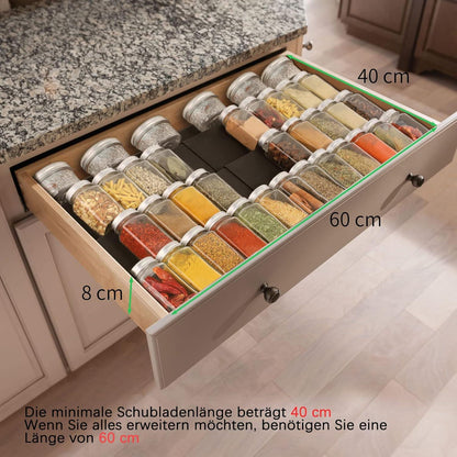 Gewürzregal Schublade Organizer Einstellbar 4 Ebenen 30-60cm