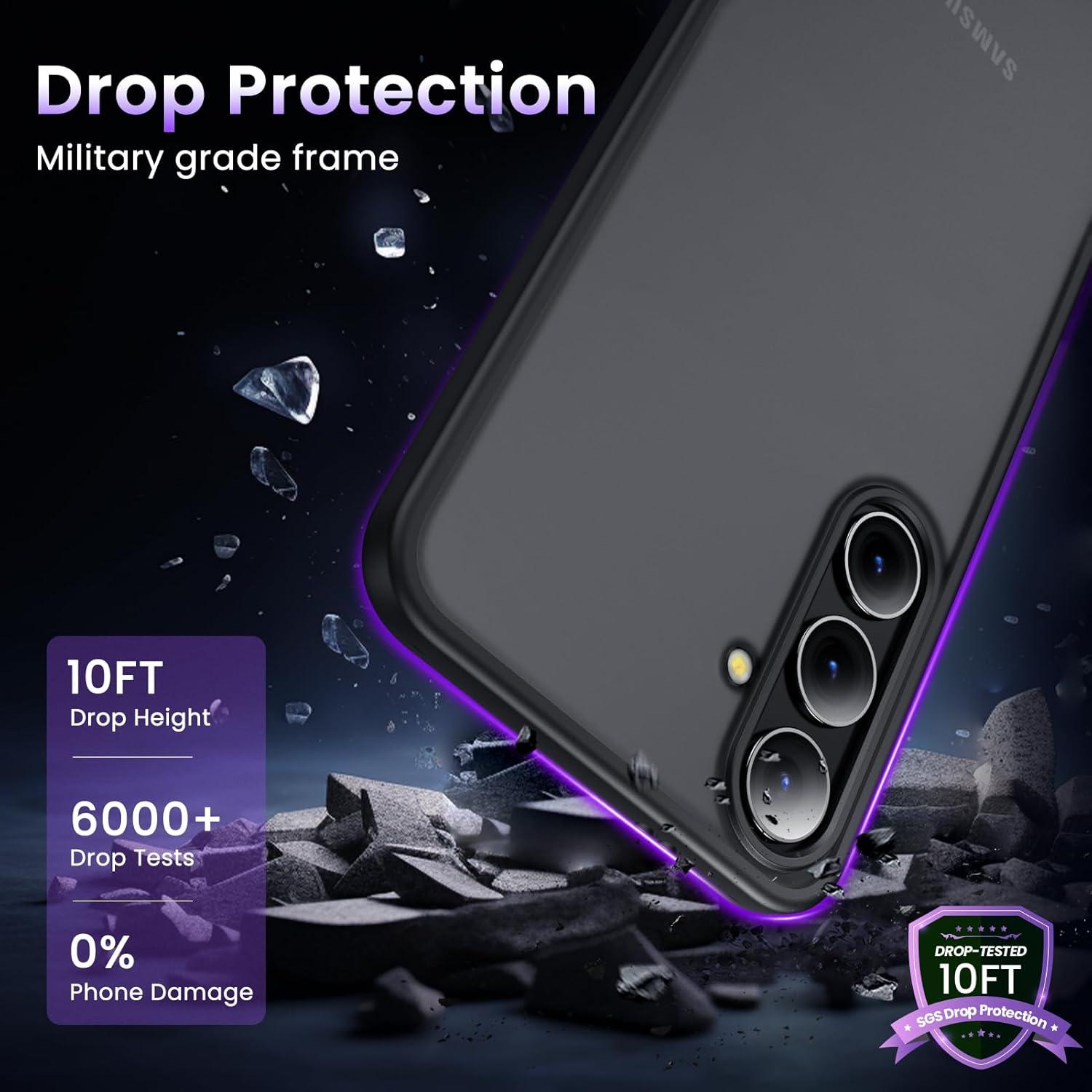 ORNARTO Samsung Galaxy S24 Plus Hülle Matt Schwarz - Kratzfeste Anti-Rutsch Handyhülle