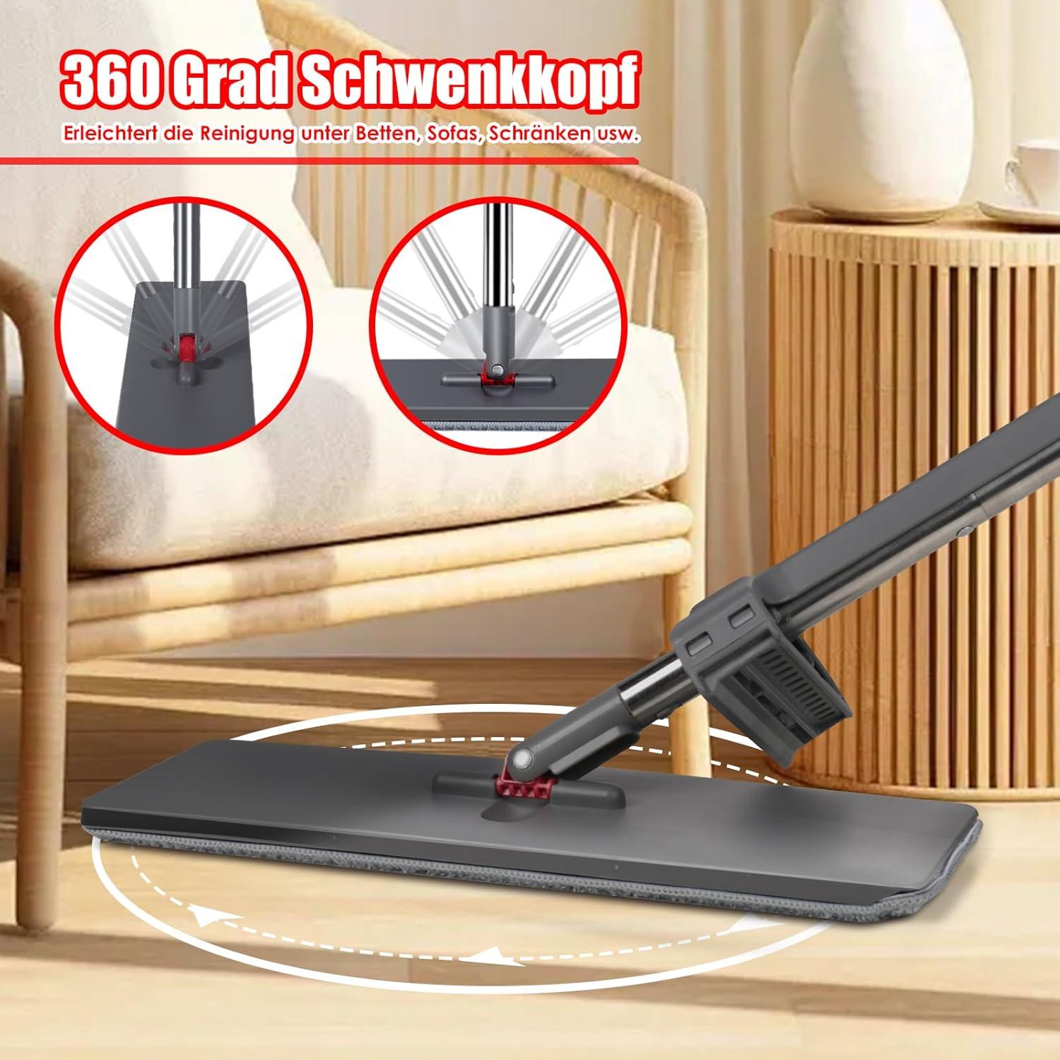 Wischmopp mit Auswringfunktion und 6 Wischpads