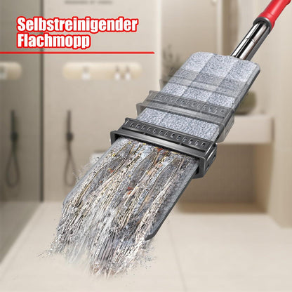 Automatischer Wischmopp mit 6 Wischpads | 147cm Stiel | Mikrofaser Bodenwischer Set