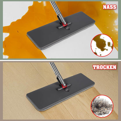 HEVOL Wischmopp mit Auswringfunktion 147cm Stiel 6 Wischpads - für Hartholz
