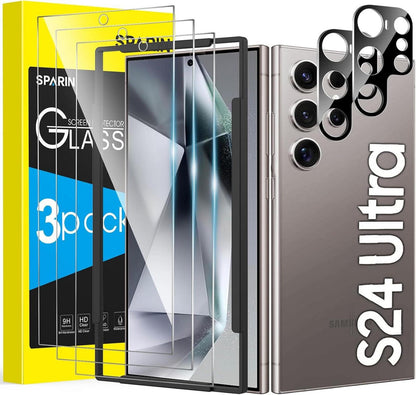 Panzer Schutz Folie für Samsung Galaxy S24 Ultra, 9H Härte, 3+2 Stück
