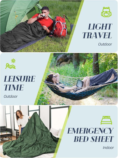 Ultraleichter Sommer Schlafsack 900g, kleines Packmaß, Outdoor Camping Blau