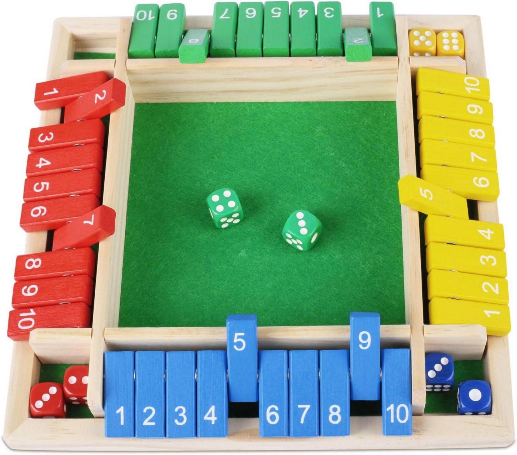 Shut The Box Holz Brettspiel Mathematik Lernspielzeug 4 Spieler