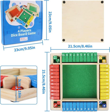 Holz Brettspiel Shut The Box 4 Spieler Mathematik