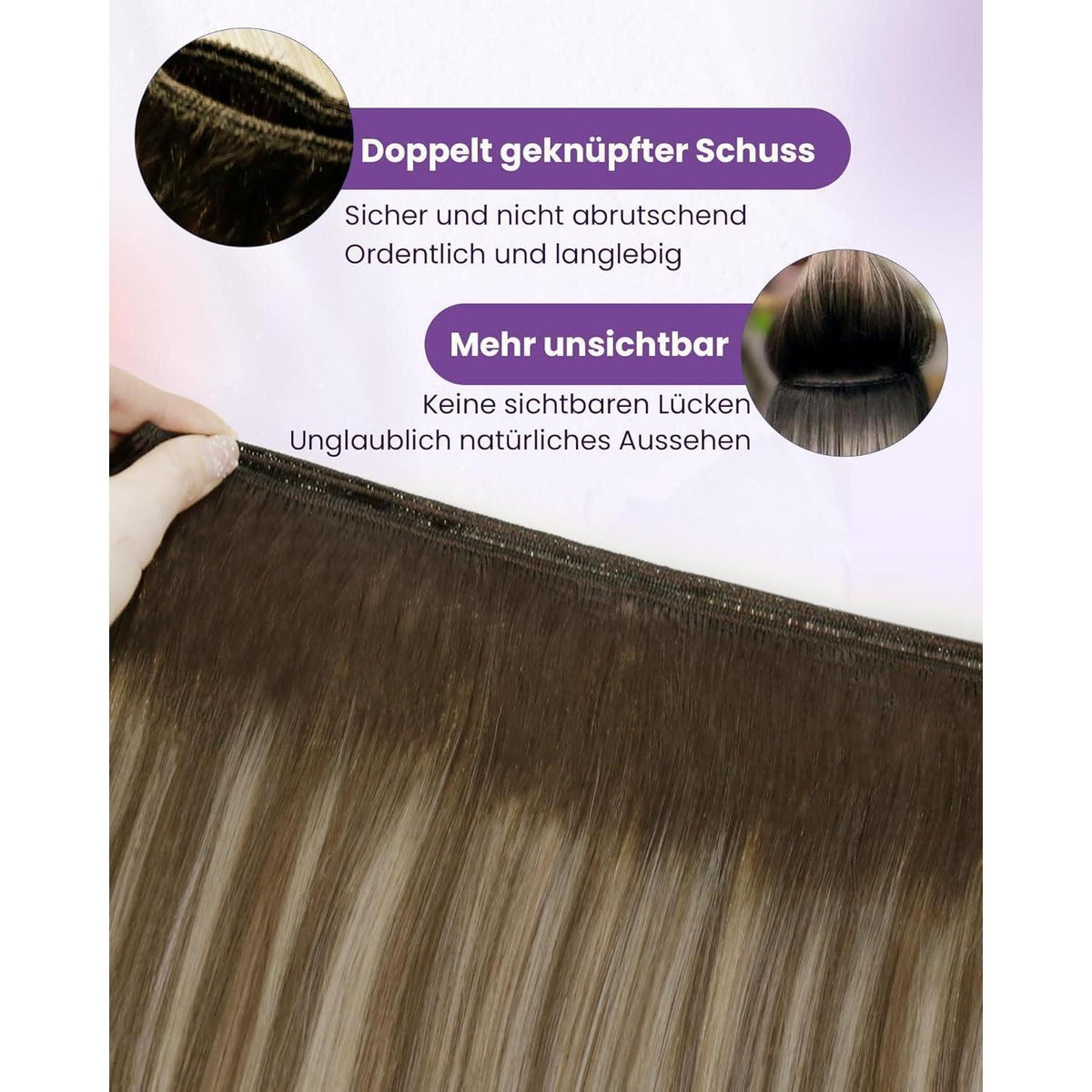 Echthaar Tressen Balayage Blond & Braun 45cm - 100g