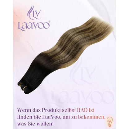 Echthaar Tressen Balayage Schwarzbraun Hellblond 45cm