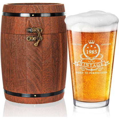 Bierglas 40. Geburtstag 1984 Vintage in Fassbox 480ml