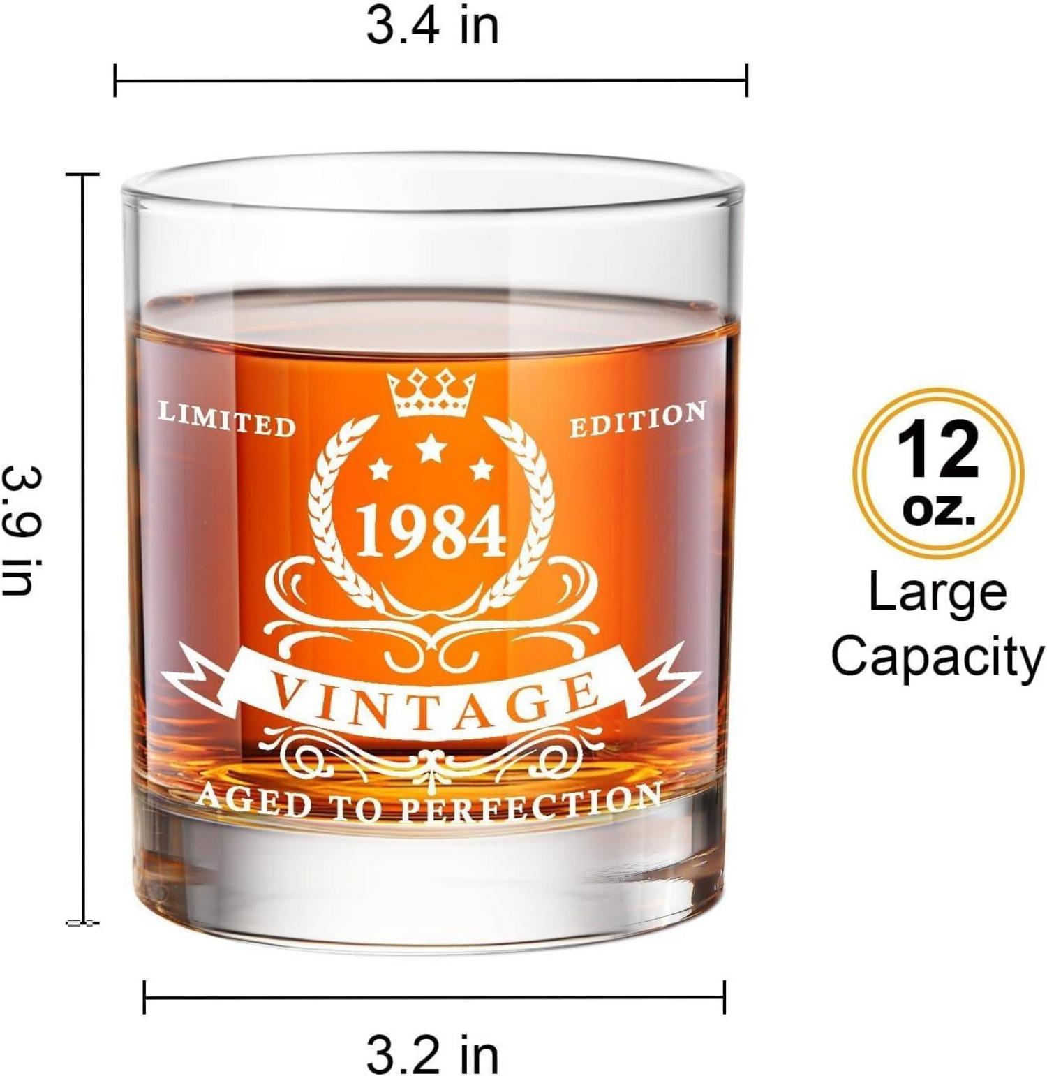 Whiskyglas-Set 1984 in Fassbox, Geschenke zum 40. Geburtstag