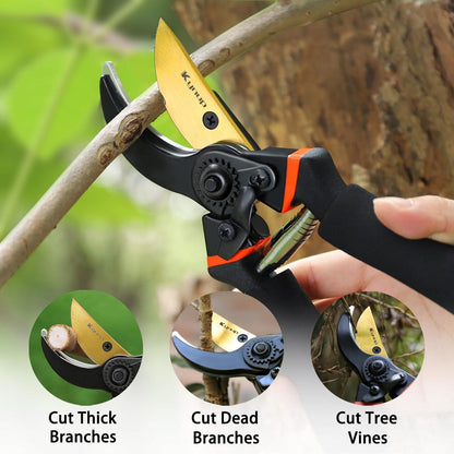 Kynup Gartenschere Set mit Gartenhandschuhen, Bypass-Scheren, für Pflanzen, Trimmen