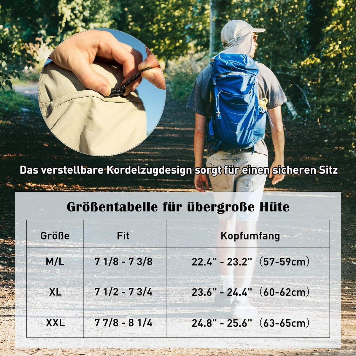 Wasserdichte Baseball Cap XL/XXL mit Nackenklappe & UV-Schutz Beige