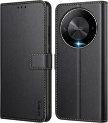 Honor Magic6 Lite Handyhülle Leder Klapphülle Schwarz
