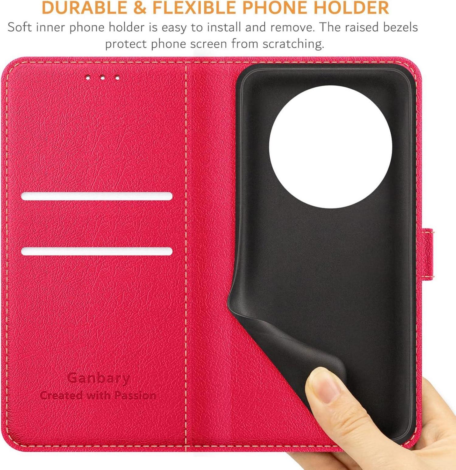 Handyhülle für Honor Magic6 Lite Leder Klapphülle Rot Standfunktion