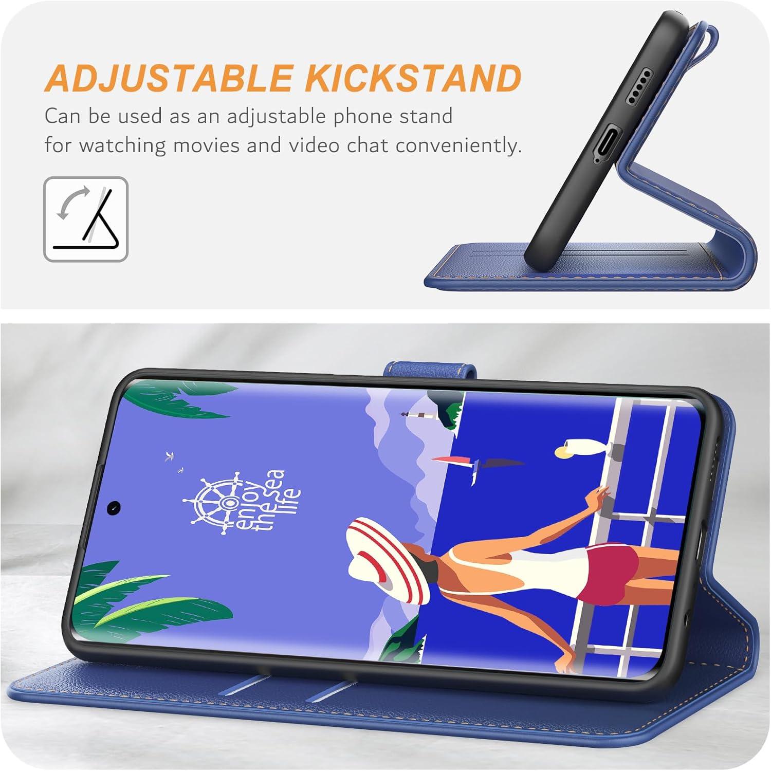Handyhülle für Honor Magic6 Lite Leder Klapphülle Blau