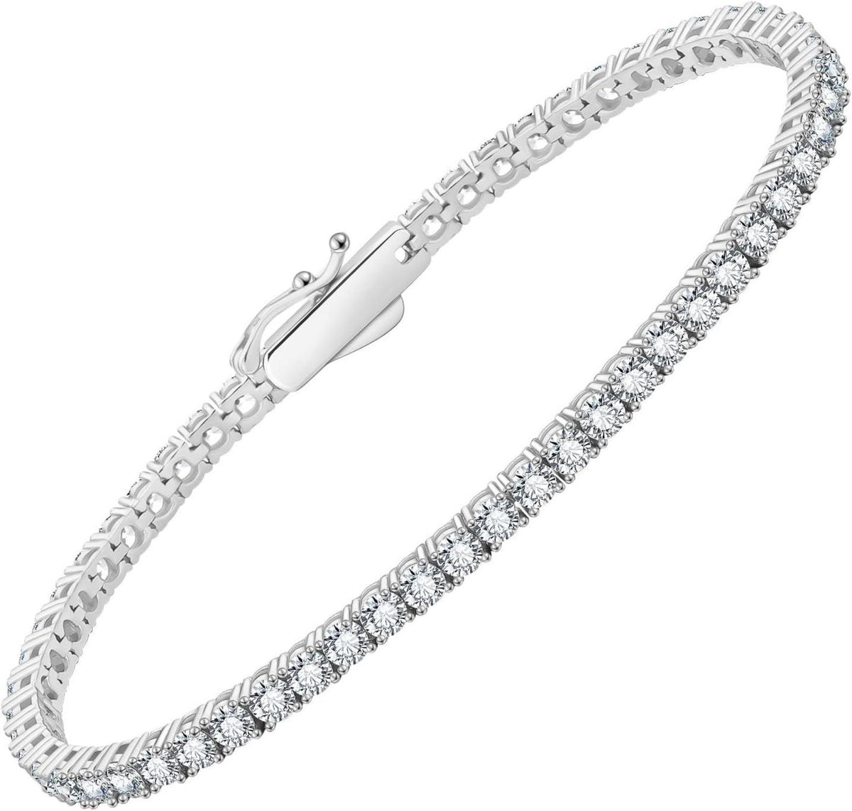 KRKC&CO Tennisarmband 925 Silber 3mm Zirkonia Kristall Armband 19cm Silber