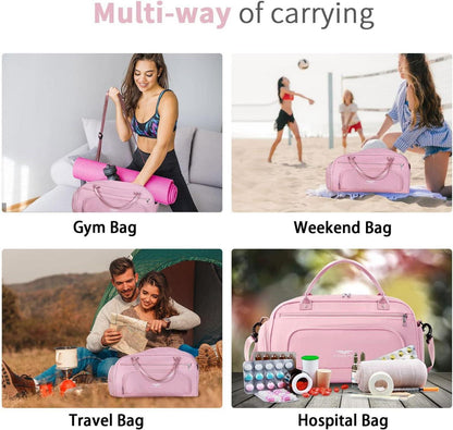 Kleine Sporttasche 30L rosa mit Schuhfach und Nassfach für Sport und