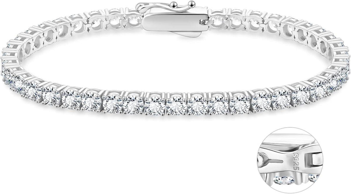 KRKC&CO Silber Tennisarmband mit Zirkonia Iced Out 4mm 19cm