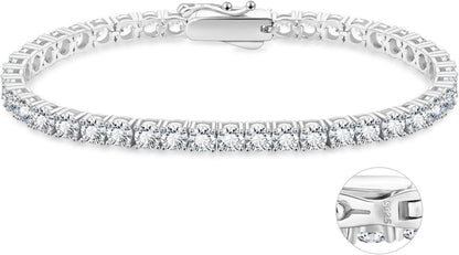 KRKC&CO Silber Tennisarmband mit Zirkonia Iced Out 4mm 19cm