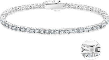 Zirkonia Tennisarmband Silber 925 Iced Out Damen Armband 3/4mm