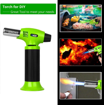 Sondiko Küchenbrenner Flambierbrenner Safety-Lock Creme Brulee DIYinement Grün