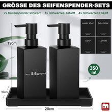 Moderner Seifenspender Set Schwarz Glas mit Tablett
