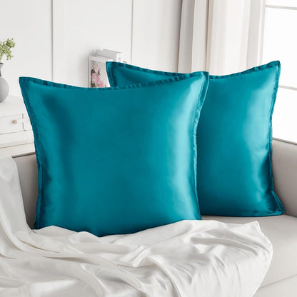 Satin Kissenbezug 65x65 Petrol 2er Set Haargummis Pflege Skin Hair