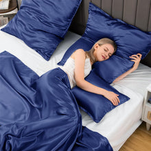 Satin Kissenbezug Set 60x60 Dunkelblau Haar Hautpflege 2er