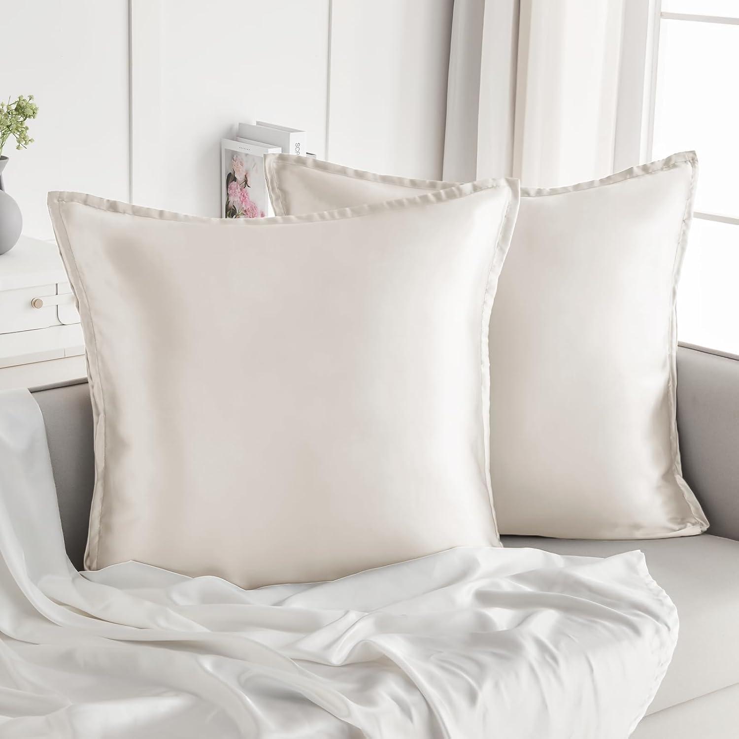 Vielit Satin Kissenbezug 60x60 Beige 2er Set Haargummisünde Reißverschluss