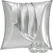 Satin Kissenbezug 65x65 Hellgrau 2 Stück Haut Haar 2