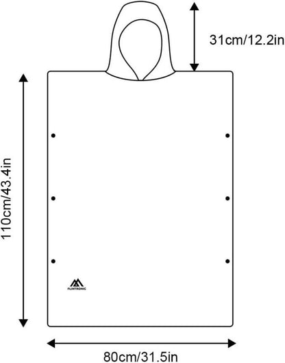 Mikrofaser Surf Poncho Quick Dry Badeponcho Kapuze Strand Schwarz