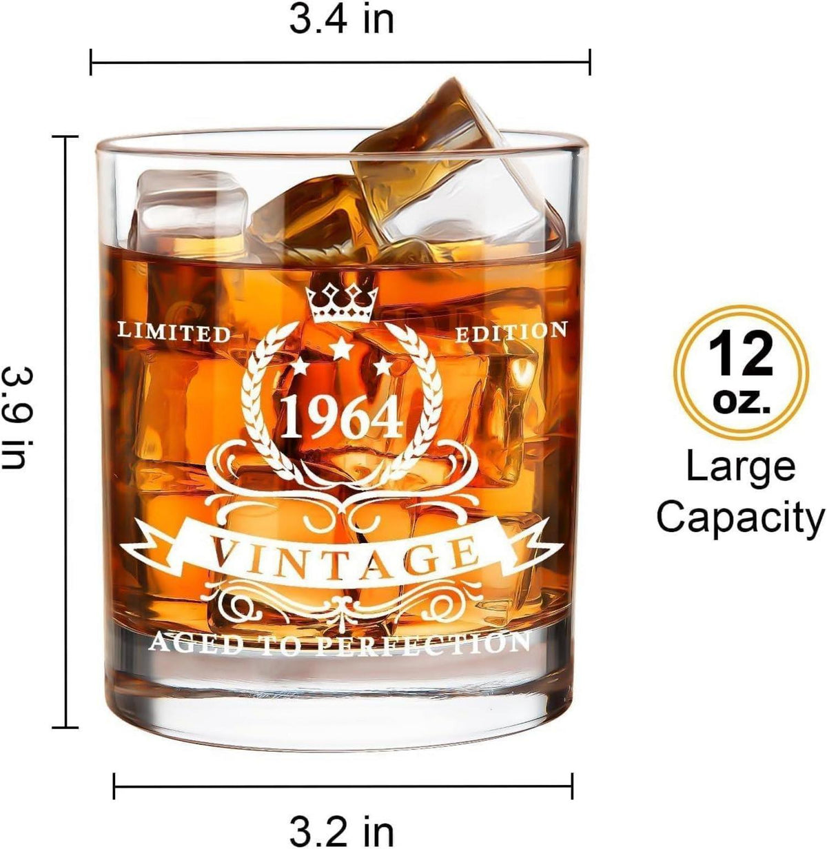 Whiskyglas 1964 60. Geburtstag Bourbonglas Holzkiste 360 ml